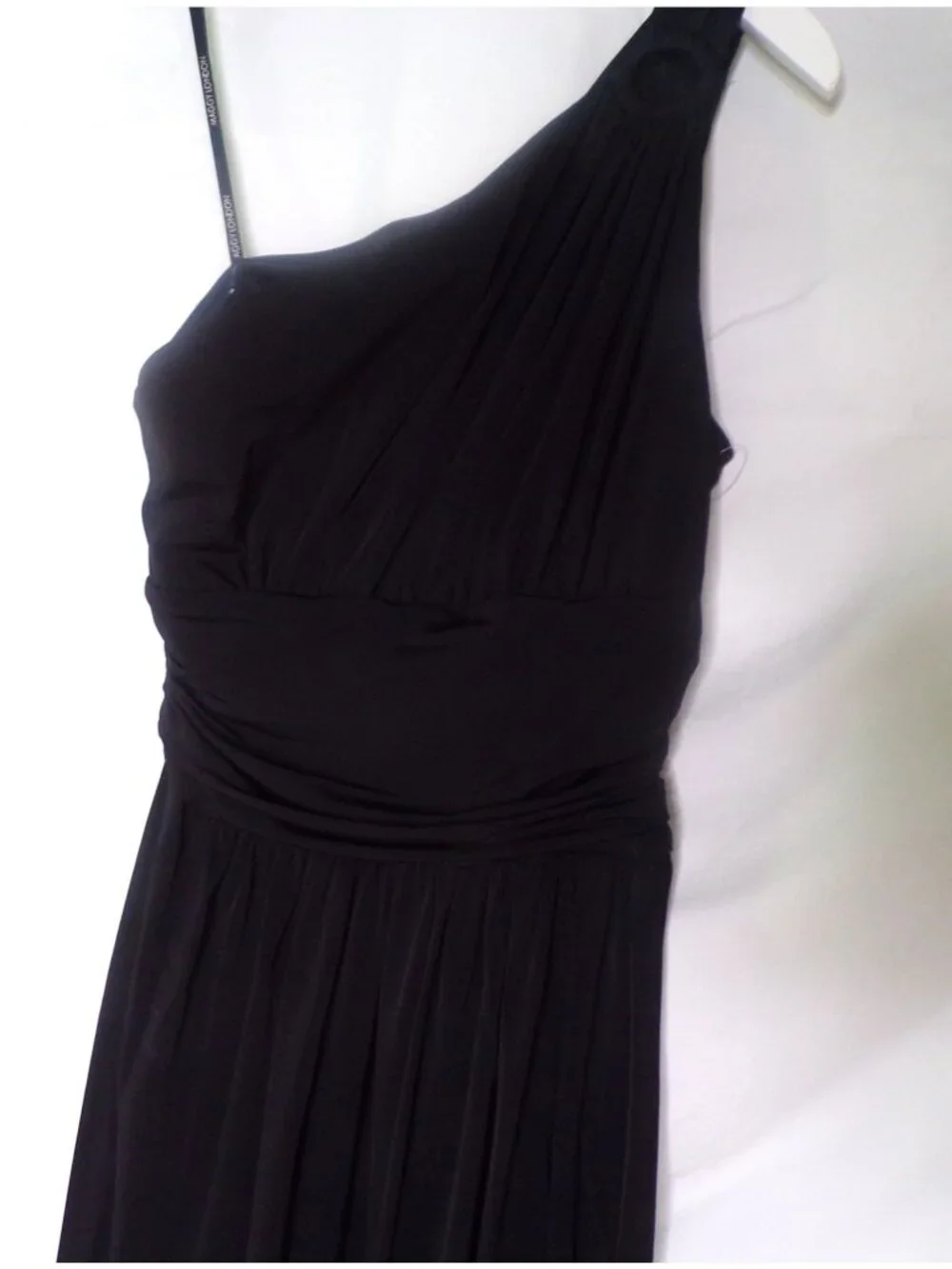🆕 MAGGY LONDON One Shoulder Stretch Jersey Dress Black 4 - Picture 5 of 8